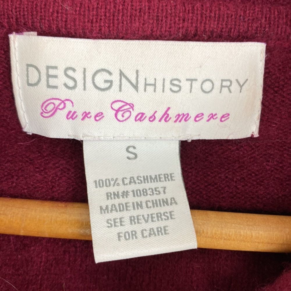Design History 100% Cashmere Burgundy Red Drape Cowl Neck Vintage Sweater S - Picture 6 of 7